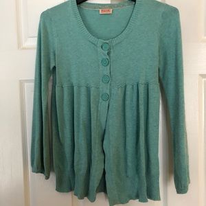 Soft Teal Babydoll Sweater With Top Buttons